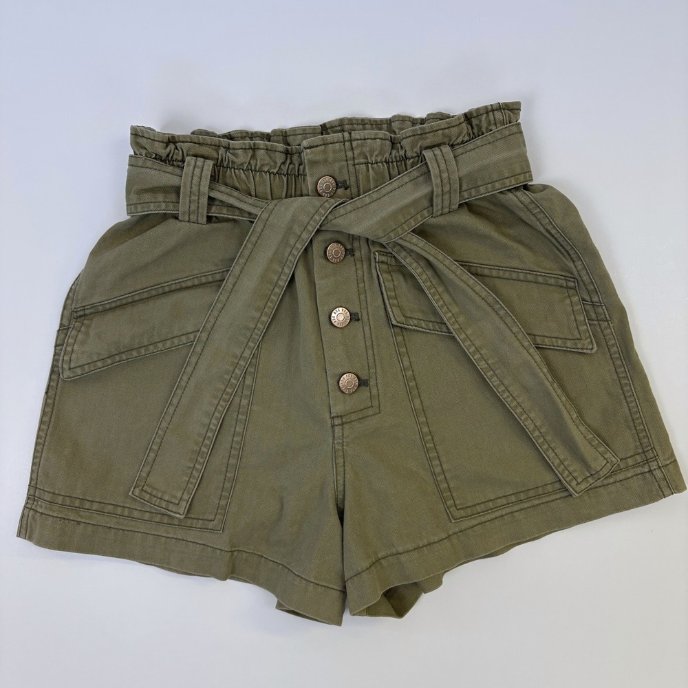 BDG Olive Green Paperbag Utility Cargo Shorts S High Rise Belted Workwear Safari